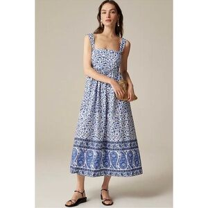 J. Crew Square Neck Midi Dress Bandana Block Print